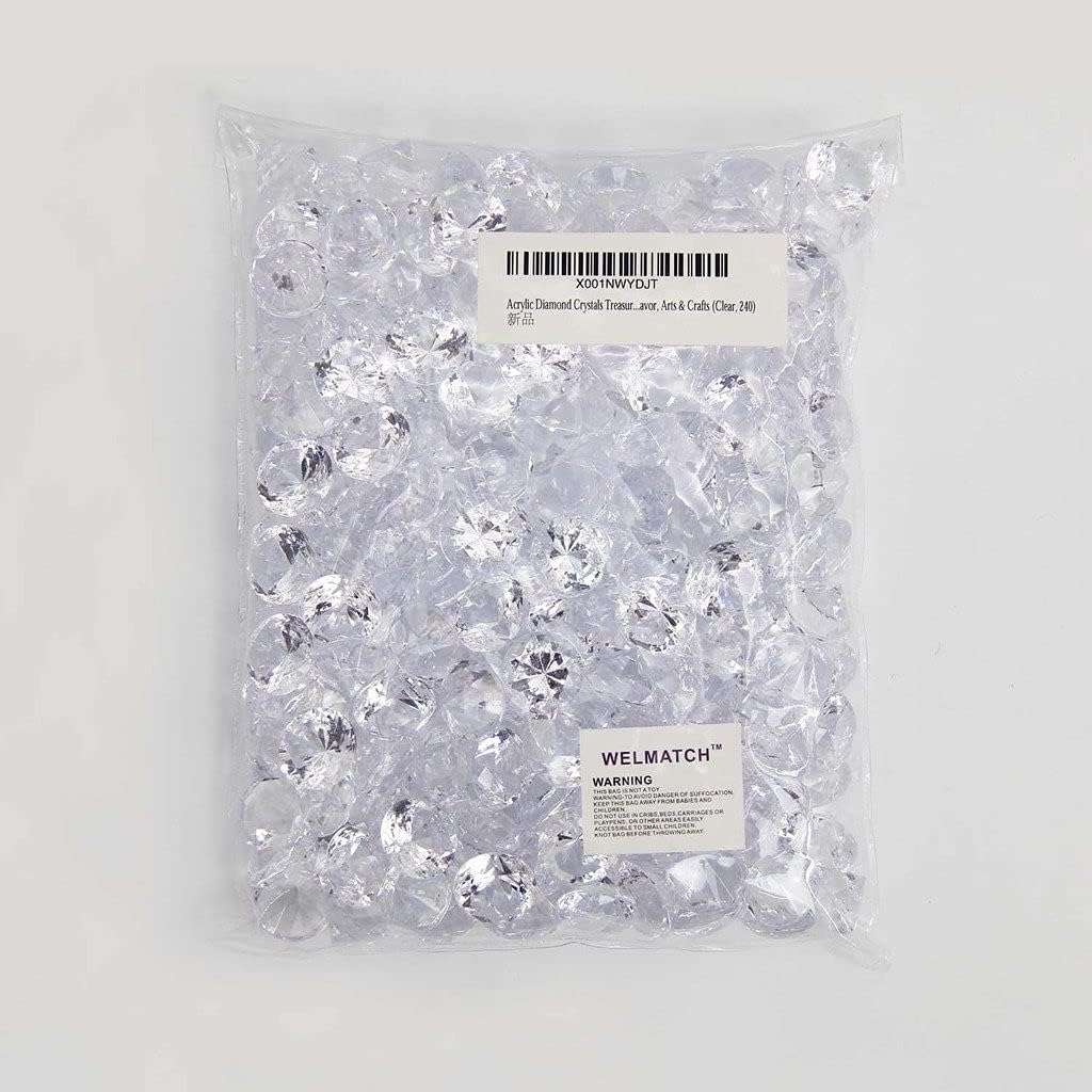 Clear Acrylic Diamond Vase Fillers 1 Pound 240 pcs 3/4" Wedding Party