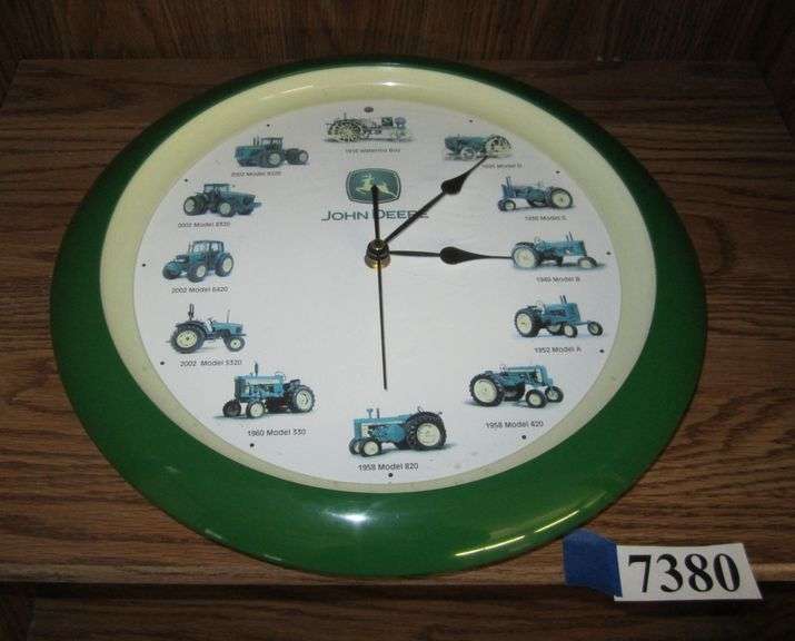 John Deere tractor clock with sound Mark Van Hook, Auctioneer