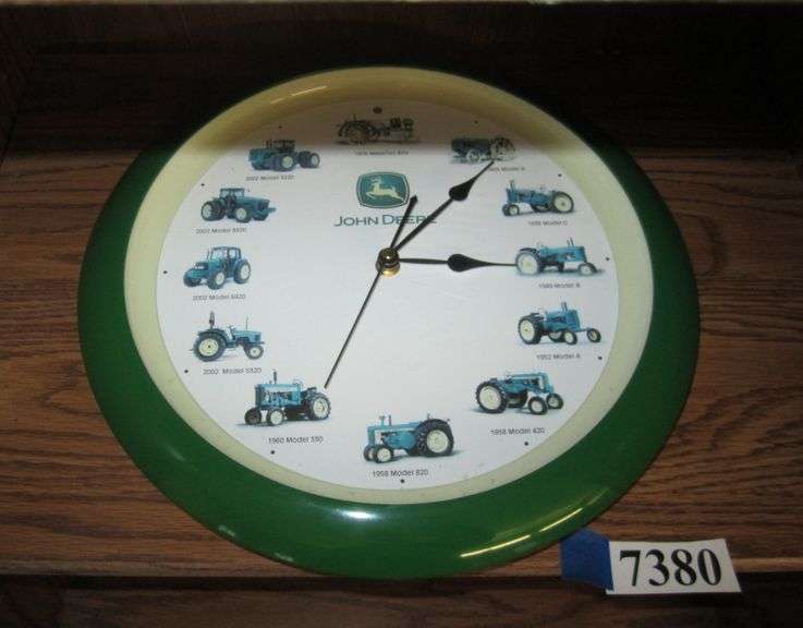 John Deere tractor clock with sound Mark Van Hook, Auctioneer