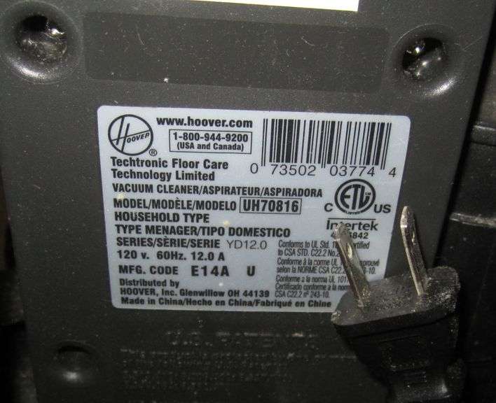 Hoover upright vacuum & attachments Mark Van Hook, Auctioneer