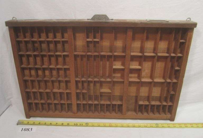 Antique Hamilton printer's tray Mark Van Hook, Auctioneer