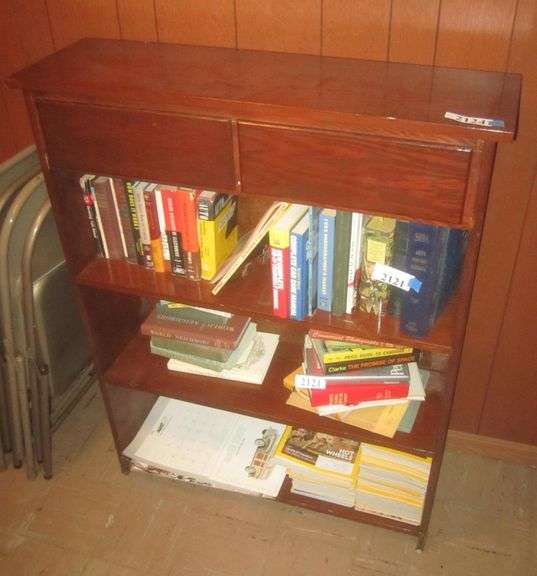 Pine bookshelf with 2 drawers Mark Van Hook, Auctioneer