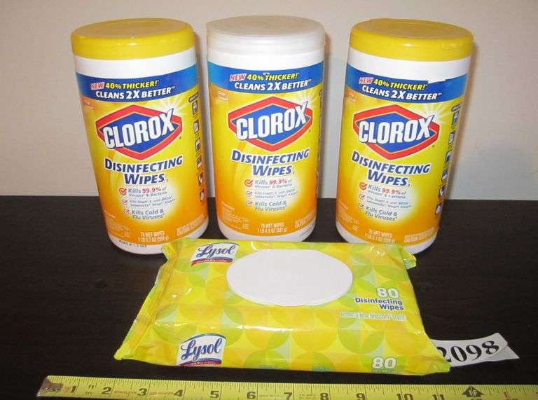 Clorox & Lysol disinfectant wipes Mark Van Hook, Auctioneer