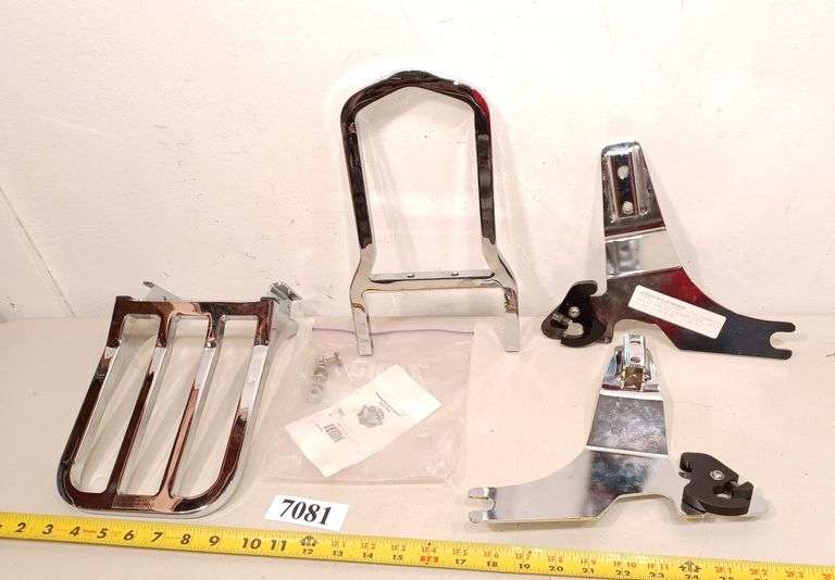 Chrome HarleyDavidson sissy bar, luggage rack, mounts and mounting hardware Mark Van Hook
