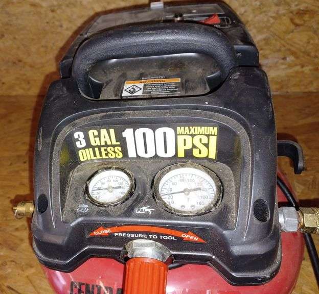 Central Pneumatic 3 gallon 100 psi air compressor. Mark Van Hook