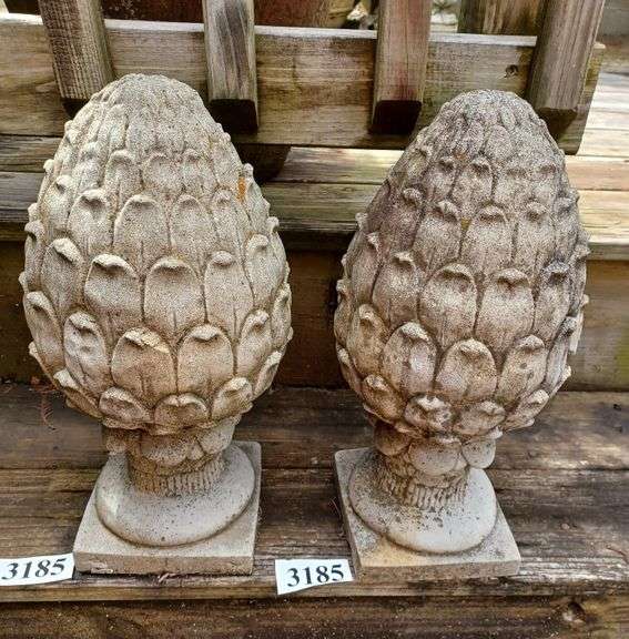 Pair of concrete garden ornaments Mark Van Hook, Auctioneer