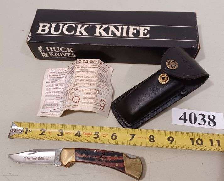 Buck lock blade advertising knife with sheath in box Mark Van Hook