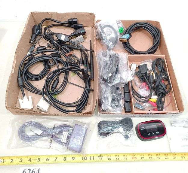 Various computer cables, power cords, component connector cables