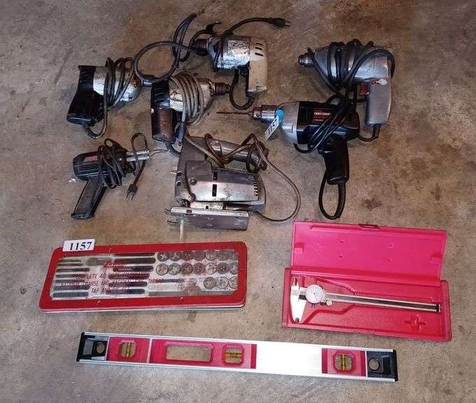 Calipers, tap and die set, level, power tools Mark Van Hook, Auctioneer
