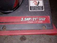 Yard Machines 3.5 horsepower 21 inch snow thrower,