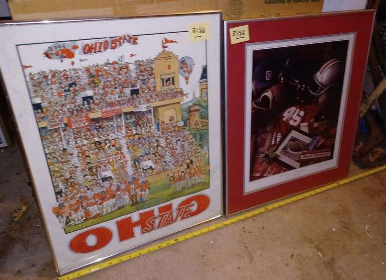 Two Ohio State framed prints Mark Van Hook, Auctioneer