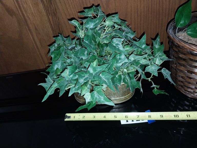 Small artificial ficus plant, small artificial Ivy in brass planter