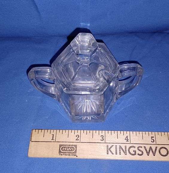 Heisey butter dish, cruet, cream and sugars, sugar cube holders, syrup