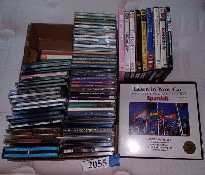 CDs, DVDs, cassette tapes including Spanish language course Mark Van