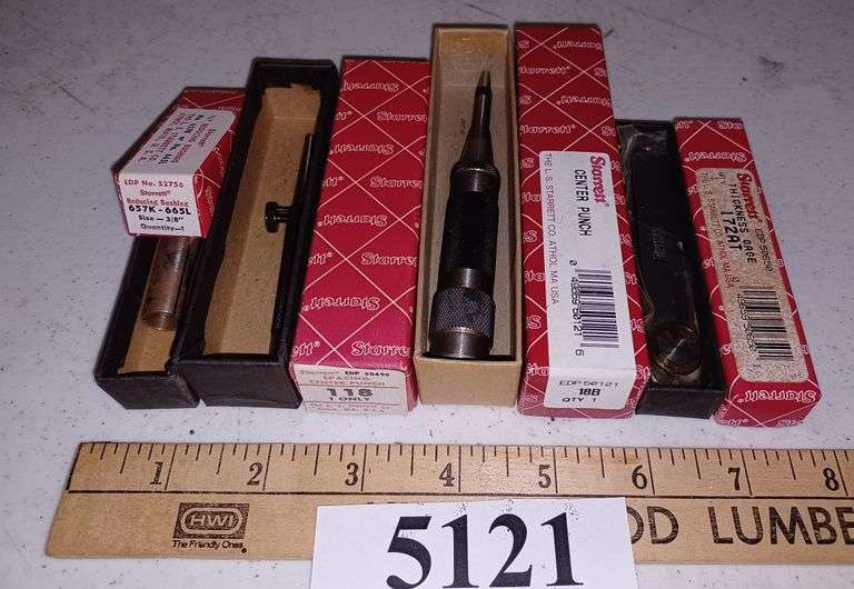 Starrett 18B Center Punch, 172AT Thickness gage, 118 Spacing center