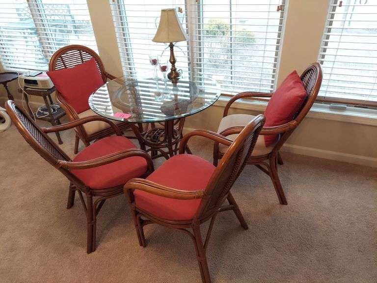 Rattan glasstop dining set Ness Bros Realtors & Auctioneers