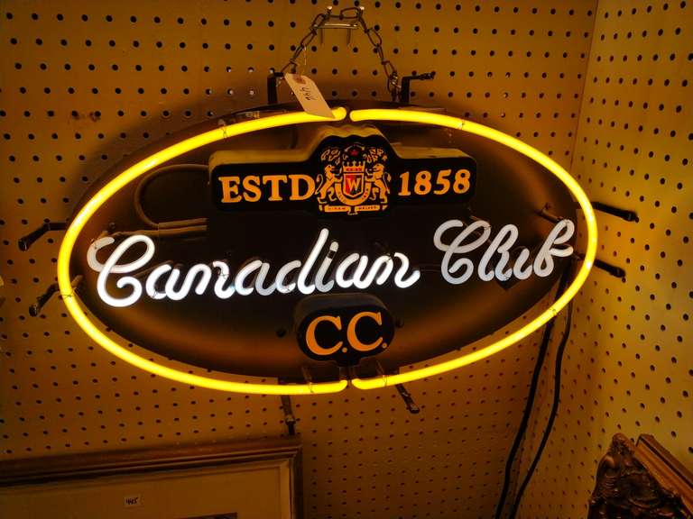 Canadian Club neon sign, powered on when tested