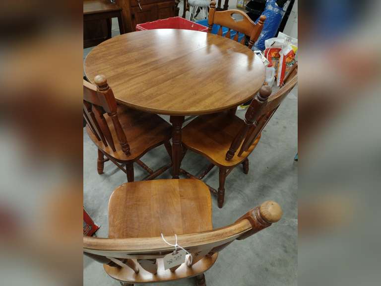 Dining table and 4 chairs, hard Maple.