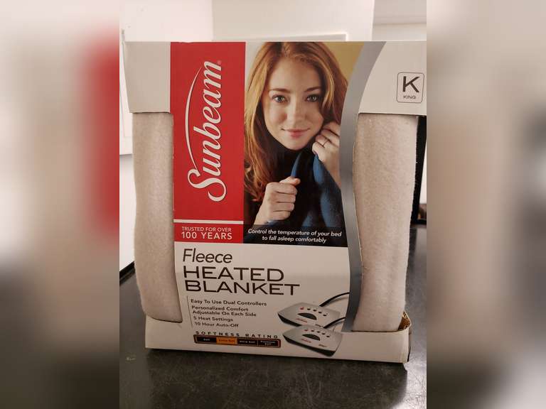 Sunbeam heated fleece blanket, king size. Like new in box.