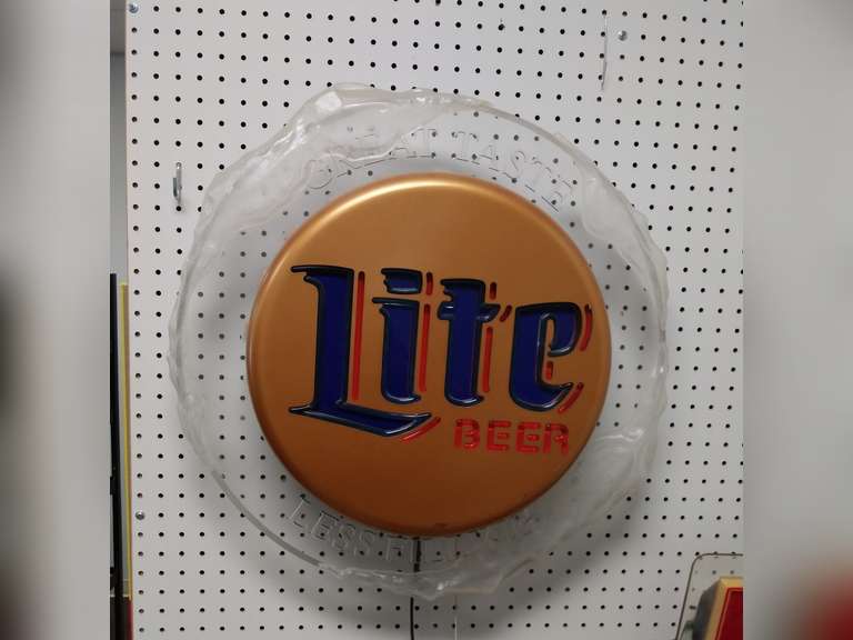 Miller Lite lighted sign, powered on when tested