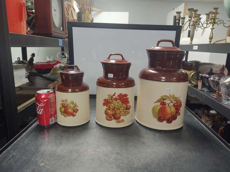 McCoy pottery 3 piece canister set.