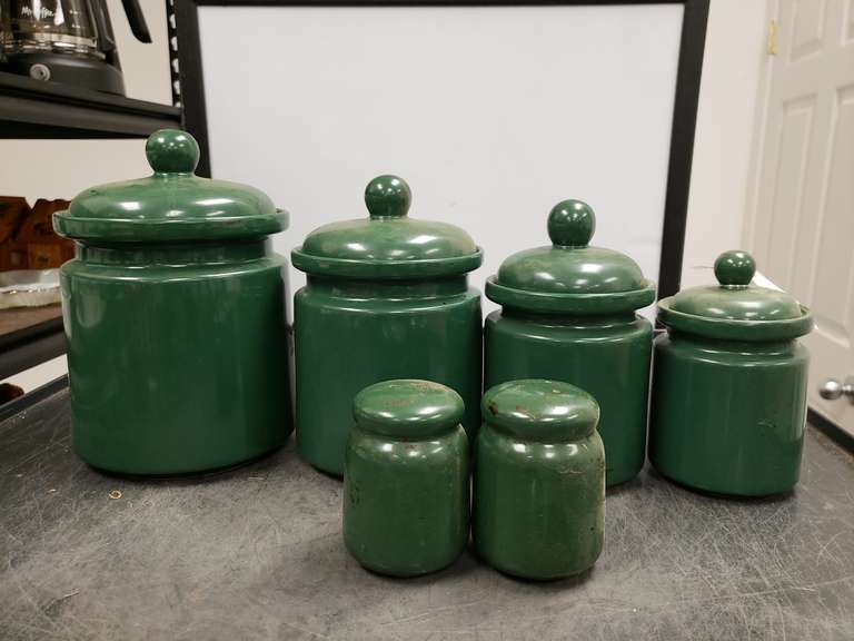 Green ceramic canisters and salt and pepper set Northern Kentucky
