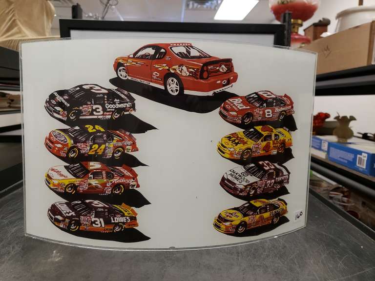 Race car glass curved panel Northern Kentucky Auction, LLC