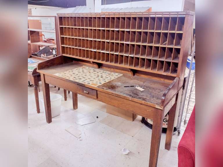 Jewell Bruce liquidation, antique post office letter rack, knives, jewelry, displays, furniture, shelving, restaurant equipment