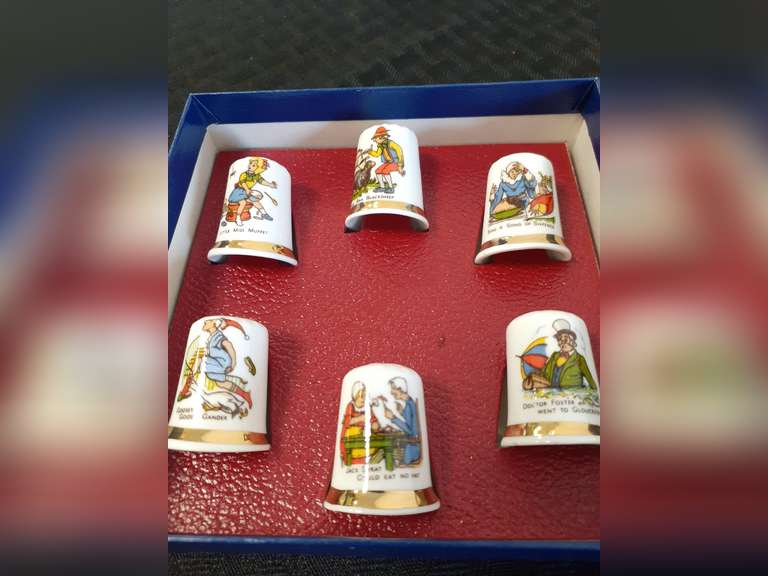 Children's Nursery Rhyme Thimble Collection 2 Boxes (12 Thimbles)