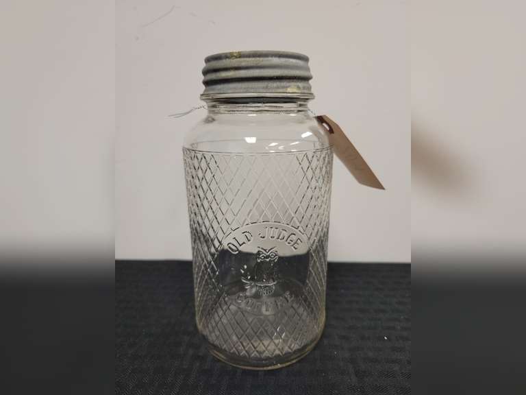 Old Judge Glass Coffee Jar with Zinc Lid Northern Kentucky Auction, LLC