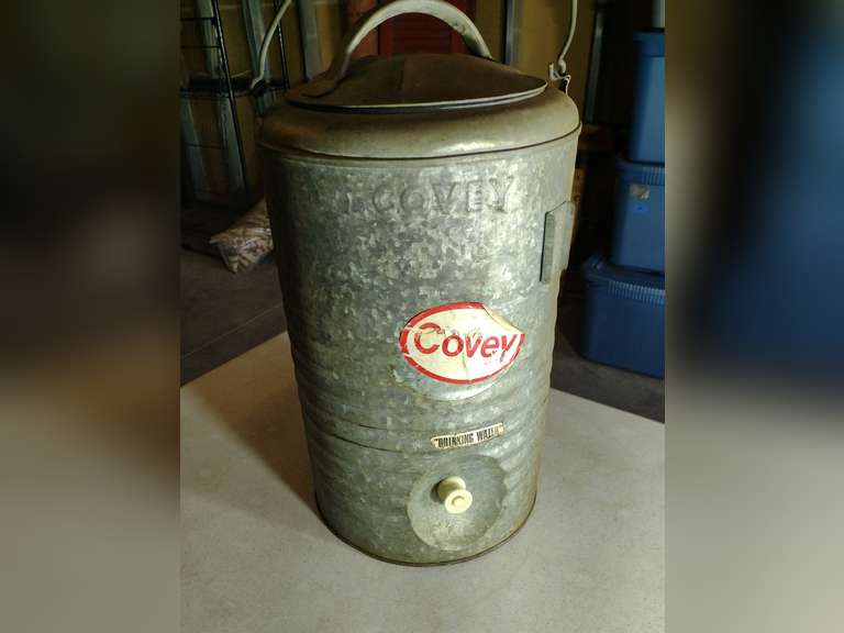 Covey 3gallon galvanized water cooler.