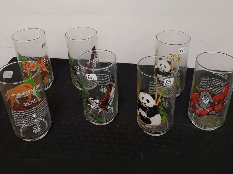 7 Vintage Burger King 1978 Endangered Species Collector's Series Glasses