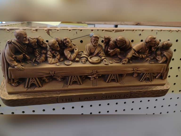 The Last Supper carving, 15" l