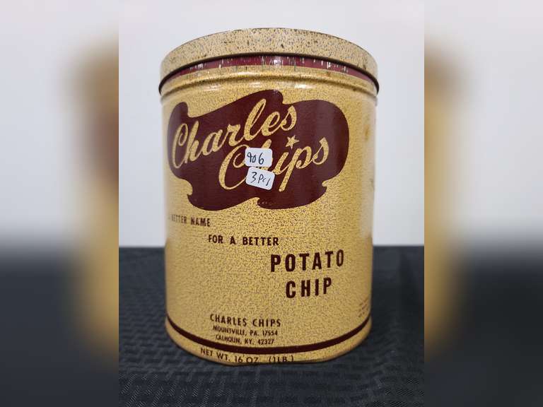 2 Charles Chips 16oz cans. 1 The New Era Potato Chip one pound can.
