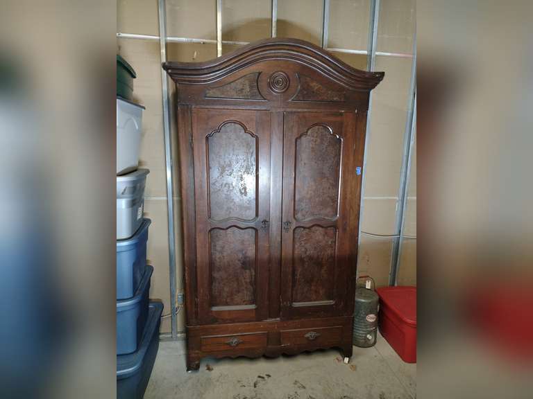 Antique walnut knock down on wardrobe, approximately 16" deep, 50" wide