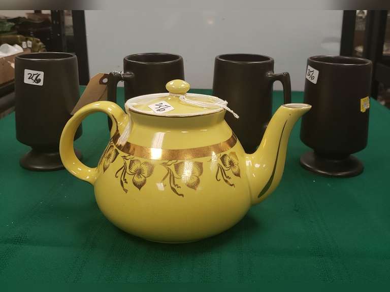 Hall coffee mugs and a teapot Northern Kentucky Auction, LLC