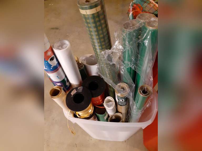 Tote full of Gift Wrap & Sterilite Gift Wrap Storage Container (B)