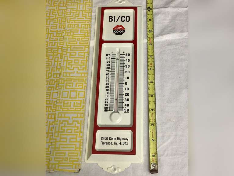 13” BI/CO Farm Bureau metal thermometer. Works. Northern Kentucky