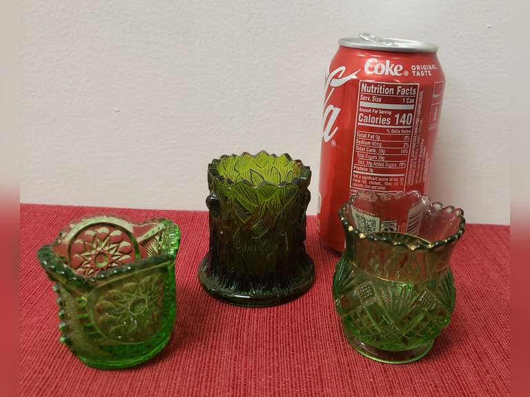 Green glass toothpick holders Northern Kentucky Auction, LLC