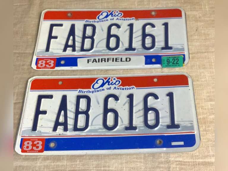 Ohio license plates.