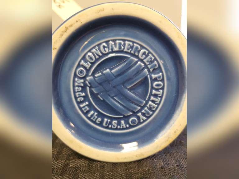 Longaberger Pottery, Soap Dispensers, Cream and Blue