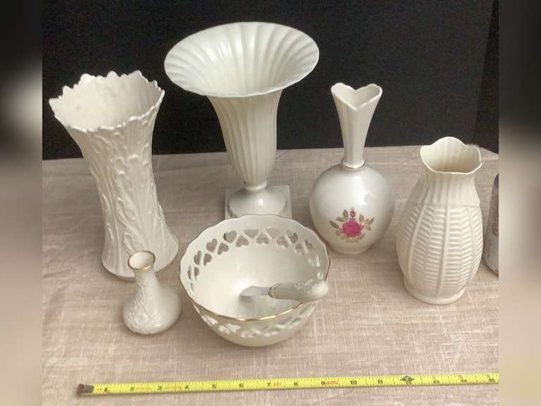 6 Decorative Lenox pieces and one Belleek vase from Ireland. Northern