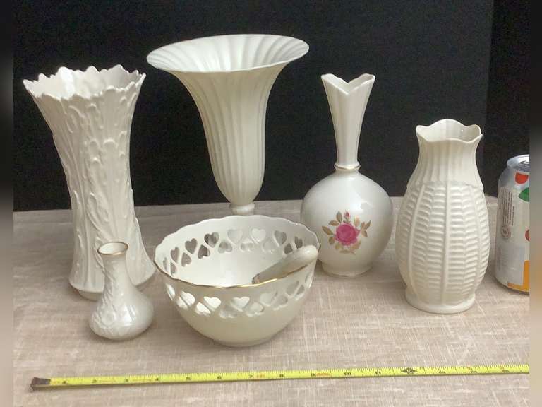 6 Decorative Lenox pieces and one Belleek vase from Ireland. Northern