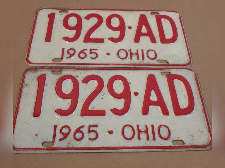 2 1965 Ohio license plate tags Northern Kentucky Auction, LLC