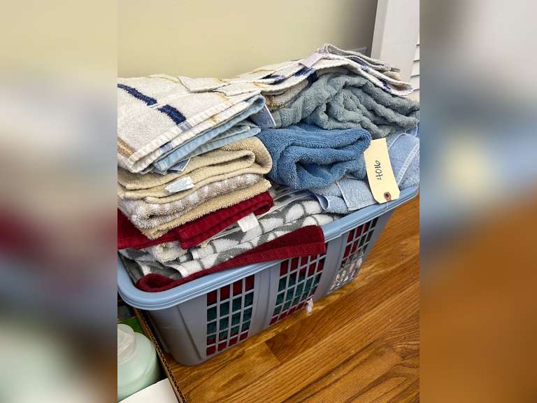 Laundry basket full of towels