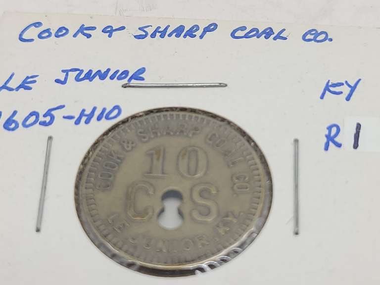 (8) Kentucky Coal Scrip & Tags (RARE R10 Cottingham Bros Robards, KY