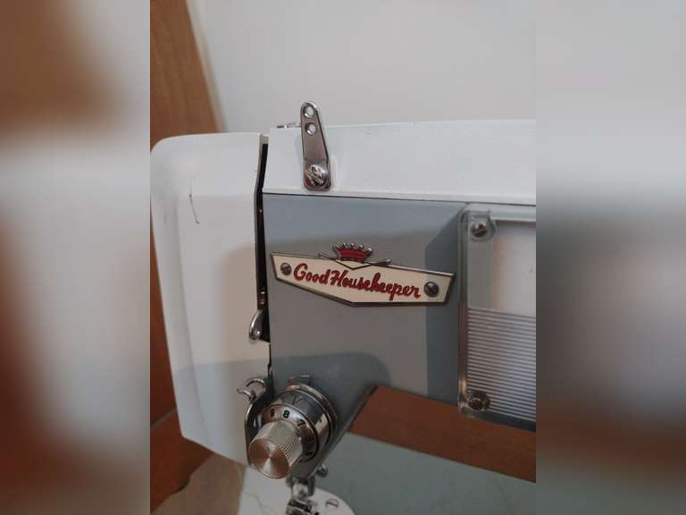 Good housekeeping sewing machinemodel KNS serial no 402971, powered on