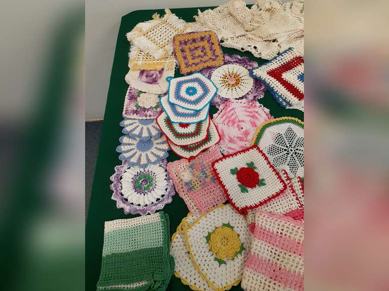 Assortment of Crocheted Doilies & More various colors and sizes