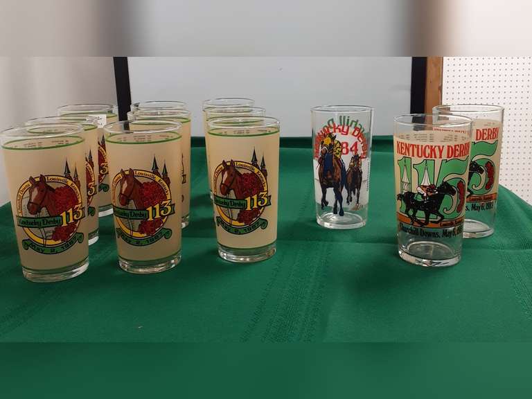 12 Kentucky Derby Glasses 1987, 1984 & 1989