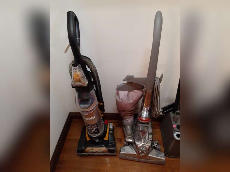 Eureka Airspeed All Floor Vacuum & Kirby Vacuum/Shampooer w/Accessories both powered on